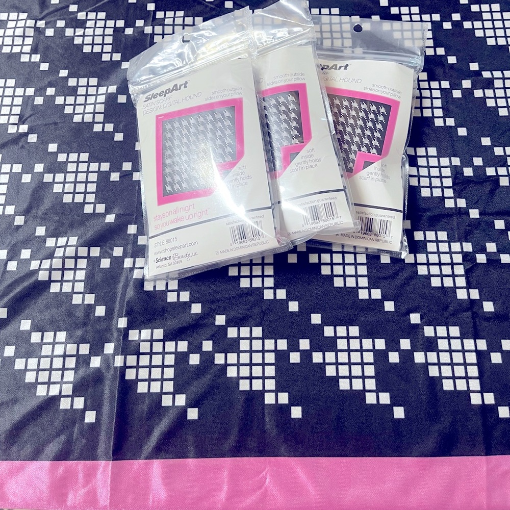 Pink and black Satin scarfs